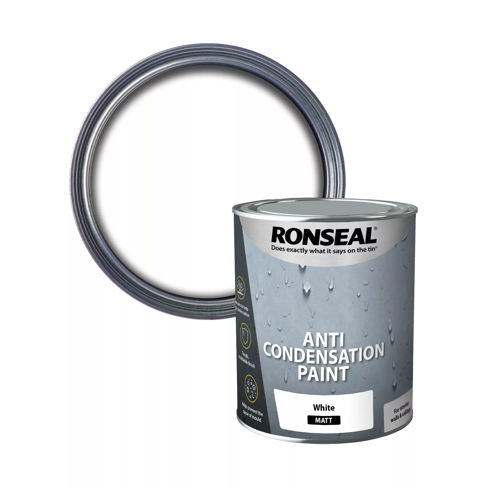 Fashionable Ronseal Anti Condensation White Matt Damp Seal Paint, 0.75L